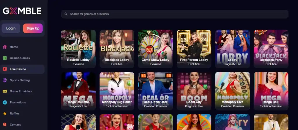 Gxmble live casino