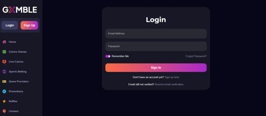 Gxmble login
