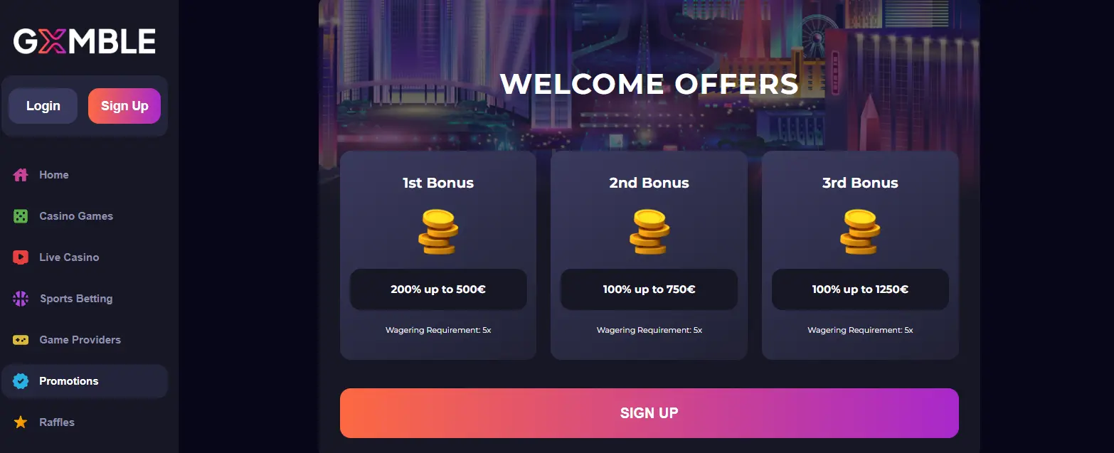 Gxmble welcome bonus